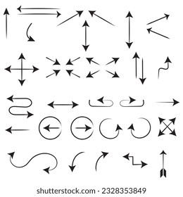 Hand drawn arrow vector icons set. sketch arrow design for business plan and education.