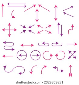 Hand drawn arrow vector icons set. sketch arrow design for business plan and education.