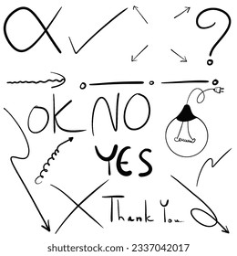 Hand drawn arrow vector icons set. sketch arrow design for business plan and education. 