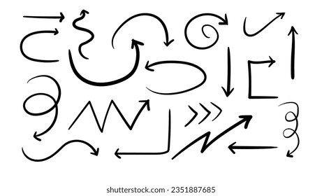 Hand drawn arrow vector icons set. vector illustration