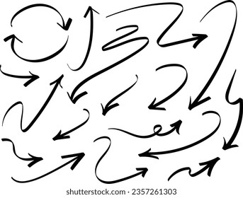 Hand drawn arrow vector icons set. sketch arrow design for business plan and education.