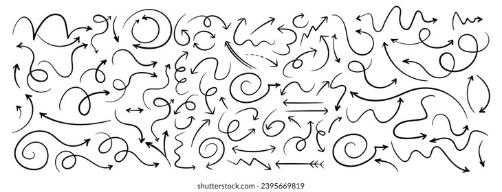 Hand drawn arrow vector icons set.
