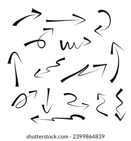 Hand drawn arrow vector icons set. sketch arrow design for business plan and education.