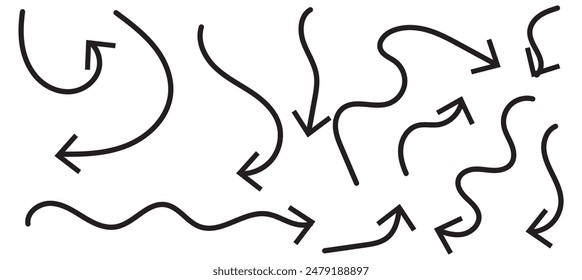 Hand drawn arrow vector icons set. sketch arrow design for business plan and education.
