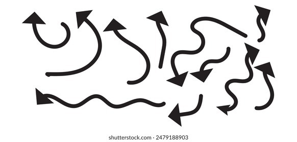 Hand drawn arrow vector icons set. sketch arrow design for business plan and education.