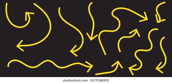 Conjunto de iconos de vector de flecha dibujada a mano. boceto diseño de flecha para el Plan empresarial y la educación.