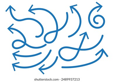 Hand drawn arrow vector icons set. sketch arrow design for business plan and education.