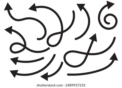 Hand drawn arrow vector icons set. sketch arrow design for business plan and education.
