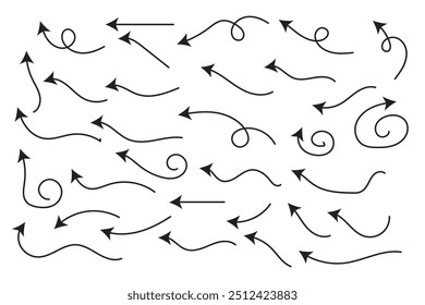 Hand drawn arrow vector icons set. sketch arrow design for business plan and education.