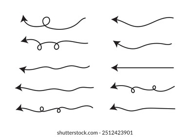 Hand drawn arrow vector icons set. sketch arrow design for business plan and education.
