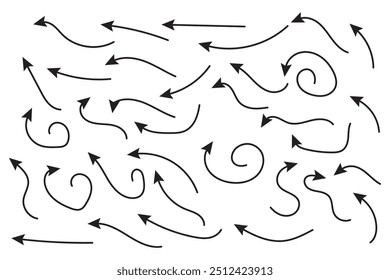 Hand drawn arrow vector icons set. sketch arrow design for business plan and education.