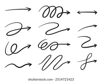 Hand drawn arrow vector icons set. sketch arrow design for business plan and education