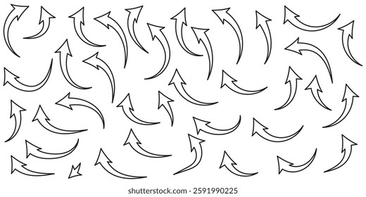 Hand drawn arrow vector icons set. sketch arrow design for business plan and education.