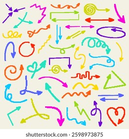 Hand Drawn Arrow. Vector Icons Set. Modern Simple Arrows. Vector Illustration EPS. 