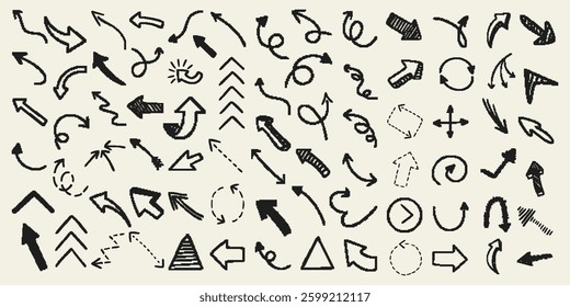 Hand Drawn Arrow. Vector Icons Set. Modern Simple Arrows. Vector Illustration EPS. 