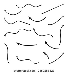Hand drawn arrow vector icons set. sketch arrow design for business plan and education.