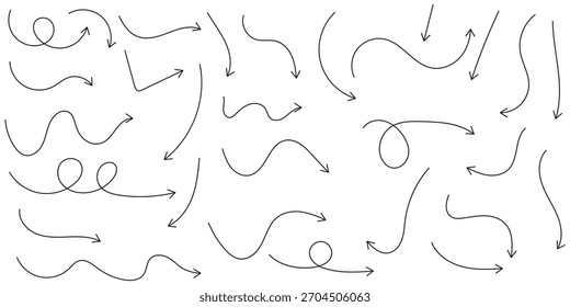 Hand drawn arrow vector icons set. sketch arrow design for business plan and education.