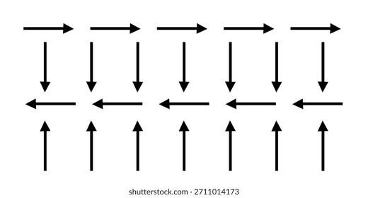 Conjunto de iconos de vector de flecha dibujado a mano. diseño de flecha de boceto para Plan de negocios y educación