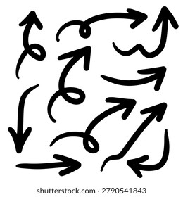 Hand drawn arrow vector icons set. sketch arrow design for business plan and designelement.