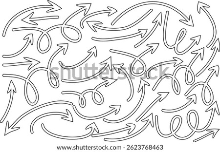 Hand drawn arrow vector icons set. Sketch arrow design for business plan, brush stock Set of arrows black icons. Circle arrows 