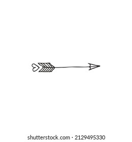 Flecha dibujada a mano. Ilustración vectorial aislada en blanco.
