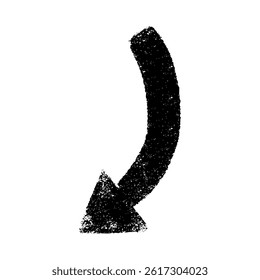 Hand drawn arrow vector illustration. Thick arrow with rough textured texture.