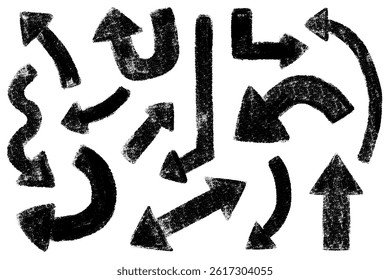 Hand drawn arrow vector illustration. Thick arrow with rough textured texture.