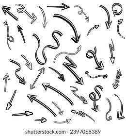 Hand drawn arrow vector set. sketch arrow design for business plan and education.
