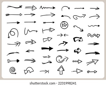 Resumen de Doodle Arroja la línea delgada negra en muchas colecciones. Ilustración del vector de inicio de sesión de flecha