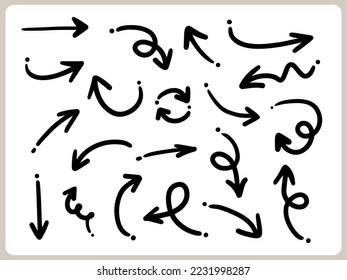 Hand drawn arrows. Abstract Doodle Arrows Thin Line Black in many collections in vector illustration