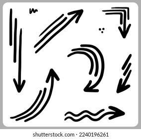hand drawn arrows. Abstract Doodle Arrows Thin Line Black in many collections in vector illustration
