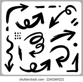 hand drawn arrows. Abstract Doodle Arrows Thin Line Black in many collections in vector illustration