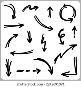 hand drawn arrows. Abstract Doodle Arrows Thin Line Black in many collections in vector illustration