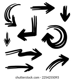 hand drawn arrows. Abstract Doodle Arrows Thin Line Black in many collections in vector illustration