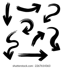 flechas dibujadas a mano. Resumen de las filas de dibujos de dibujos en línea delgada negro en muchas colecciones de ilustraciones vectoriales
