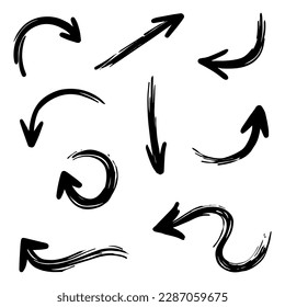 hand drawn arrows. Abstract Doodle Arrows Thin Line Black in many collections in vector illustration