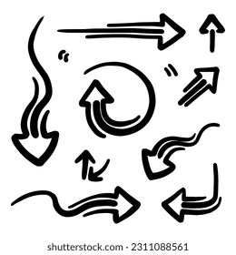 hand drawn arrows. Abstract Doodle Arrows Thin Line Black in many collections in vector illustration