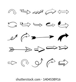 
Hand drawn arrows. Arrow doodle set.