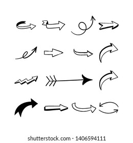 
Hand drawn arrows. Arrow doodle set.