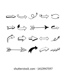 
Hand drawn arrows. Arrow doodle set.