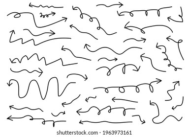 Hand drawn Arrows big black set icons. Arrow icon. Modern simple arrows. Vector illustration
