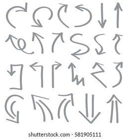 Hand drawn arrows in black. 
Stylish elements for design. Vector illustration.