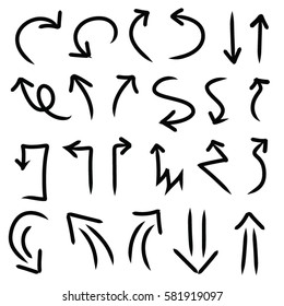 Hand drawn arrows in black. 
Stylish elements for design. Vector illustration.