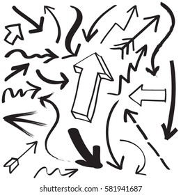 Hand drawn arrows in black. 
Stylish elements for design. Vector illustration.