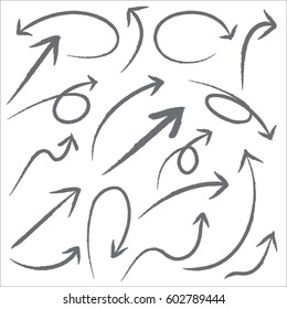 Hand drawn arrows in black. 
Stylish elements for design. Vector illustration.