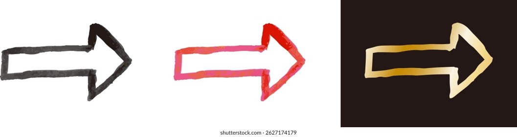 Hand drawn arrows. Brush strokes. Doodle style vector illustration. Grunge brush arrows.