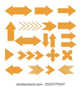 hand drawn arrows, brush yellow arrow set 