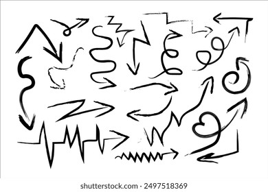 hand drawn Arrows circles and abstract doodle writing design vector set.