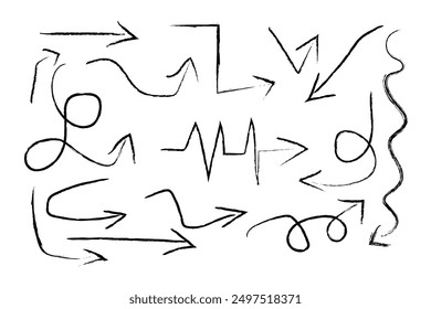 handgezeichnete Pfeile Kreise und abstrakte Doodle schriftlich Design Vektor-Set.