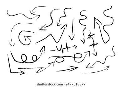 hand drawn Arrows circles and abstract doodle writing design vector set.